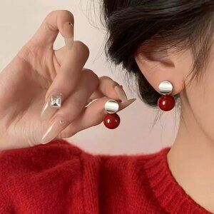 Elegant Silver and Red Earrings